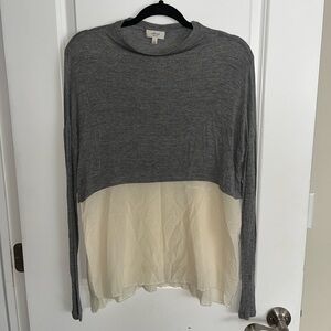 Women’s Aritzia Wilfred with Silk Gray and Cream Lightweight Blouse Size S